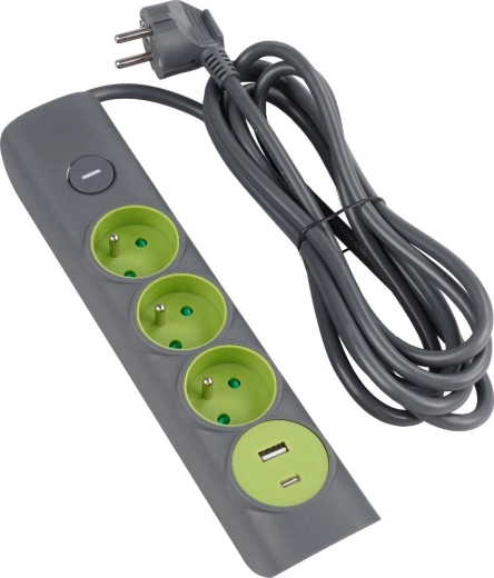 Retluxi pikendusjuhe 3 pistikupesa ja USB-ga, 1,4 m