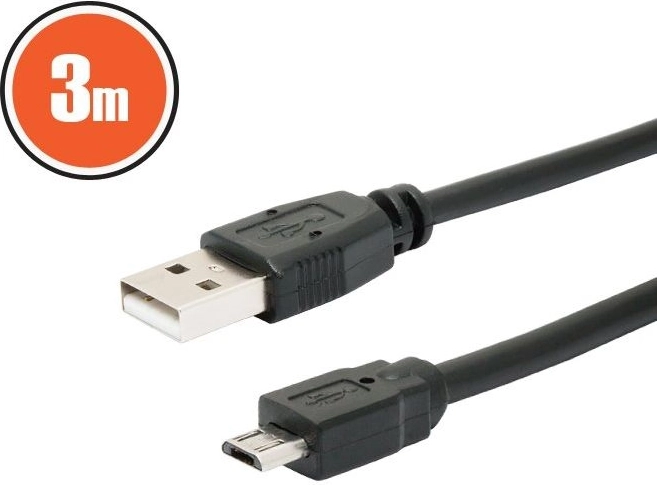 USB 2.0 kaabel A–micro B, 3 m, must