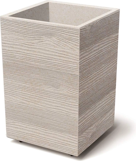 Plastist lillepott Madera Square Eco Wood 38,5 × 38,5 × 37 cm – valge öko puidudekoor