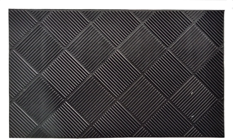 Kummist uksematt 45 × 75 cm – rombimuster, must