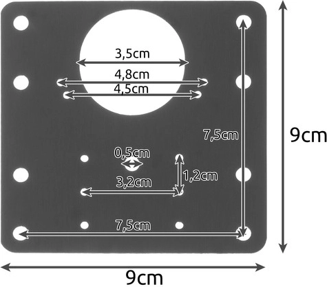 20 holes for easy adaptation to hinges