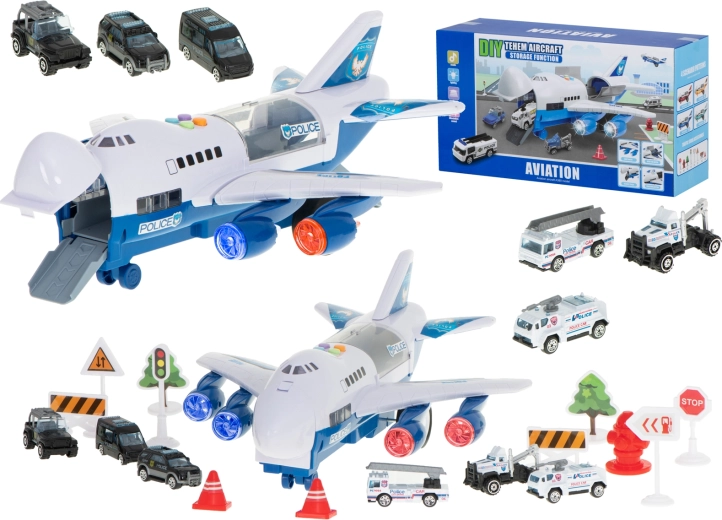 Police transport aircraft with 6 cars