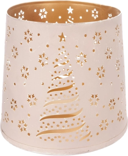 Metallist jõuluküünlajalg Tree valge/kuldne 18 cm