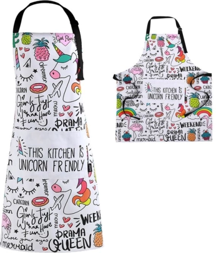 Children's apron in a tube with unicorns