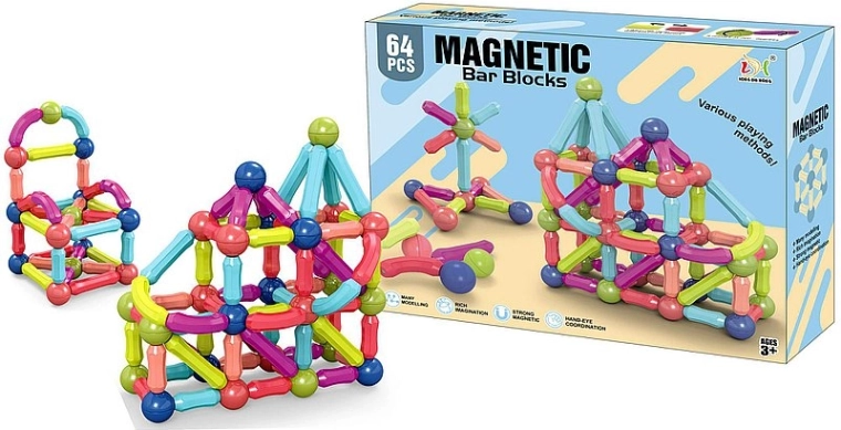 Magnetilised 3D ehitusklotsid – 64 osa