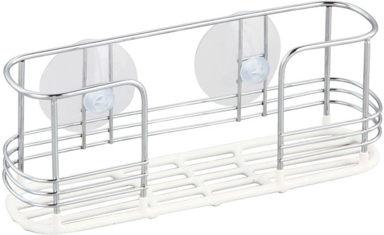Utensil holder with suction cups, chrome and vinyl, 20 × 5 × 8 cm