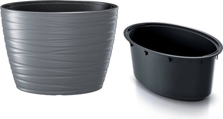 Ovaalne lillepott siseanumaga MAZE 58,5 cm – hall kivi