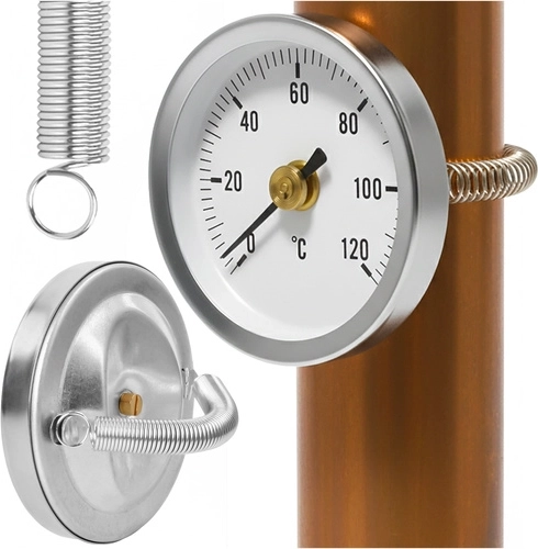 Ruhhy ümmargune bimetallist pealekinnituv torutermomeeter 0–120 °C