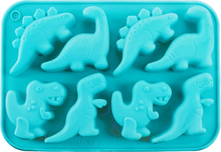 Silikoonist dinosauruseteemaline jäävorm, 8 kuubikut