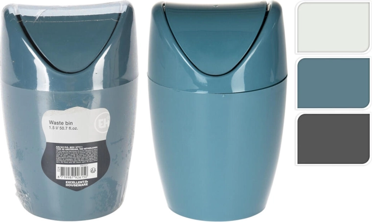 Tabletop swing-lid trash bin 1.5 L plastic, round