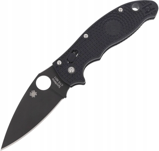 Kokkupandav nuga Spyderco Manix 2 Lightweight Black, must DLC-kate, FRN-käepide 8,6 cm