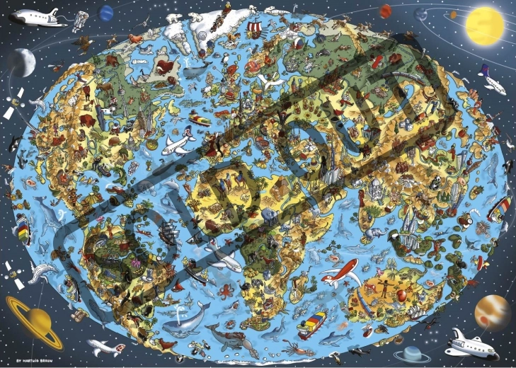 Puzzle illustreeritud maailmakaart 1000 tükki DINO