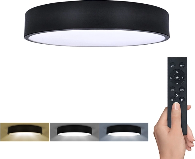 Solight LED lae- ja seinavalgusti Lecce kaugjuhtimispuldiga 36 W, 30 cm, must