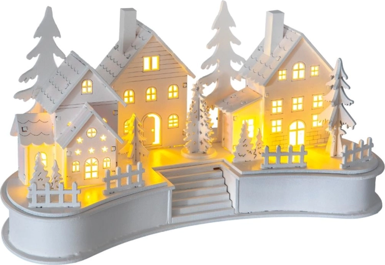 Retlux white wooden Christmas village with 6 LEDs