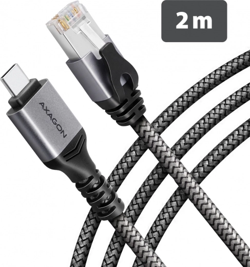 AXAGON USB-C gigabitine Etherneti adapter integreeritud CAT6 RJ-45 kaabliga, 2 m
