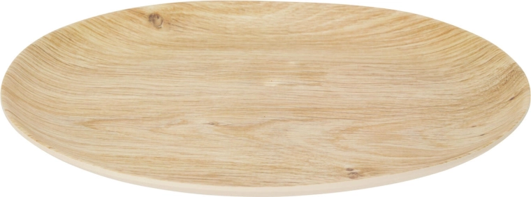 Melamine shallow plate with wood-effect decoration, 26 cm