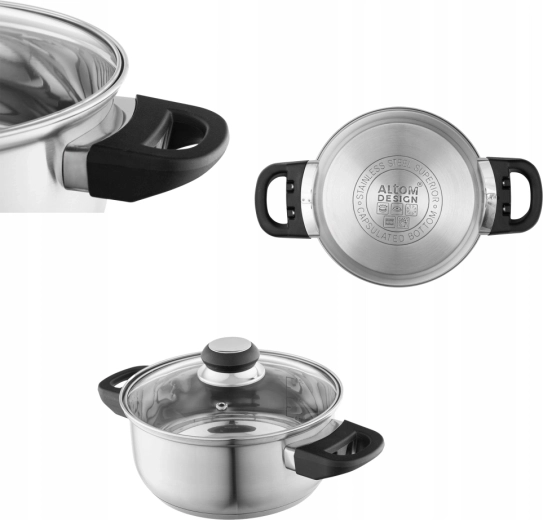 Altom Design Emilio roostevabast terasest pott 1,9 l kaanega 18 cm
