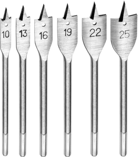 DREL lamedate puidupuuriotsikute komplekt 10–25 mm, 6-osaline