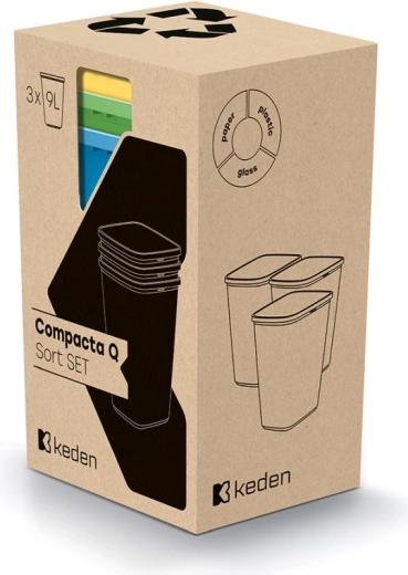 Jäätmete sorteerimise prügikastid Compacta Q Sort komplekt 3×9 l