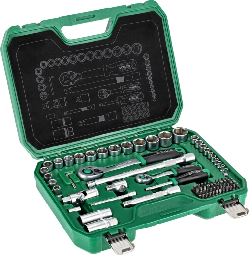 Stalco padrunikomplekt 1/2" + 1/4" (84 osa) kohvris