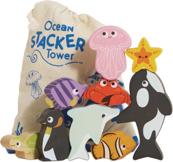 Le Toy Van wooden sea figures – stacking toy for children