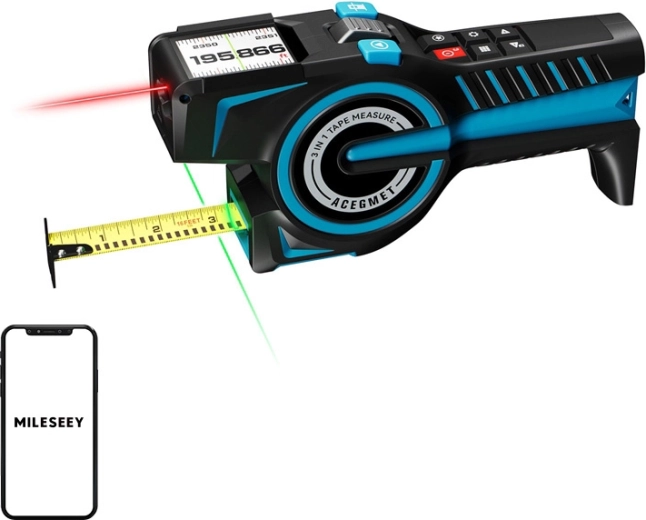 Laser-kaugusmõõtja Mileseey DTX 10 mõõdulindi ja Bluetoothiga (100 m)
