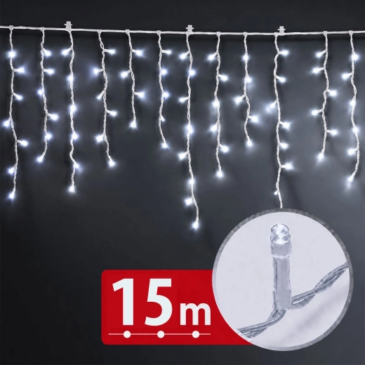 15 m LED curtain light with 600 cool white LEDs