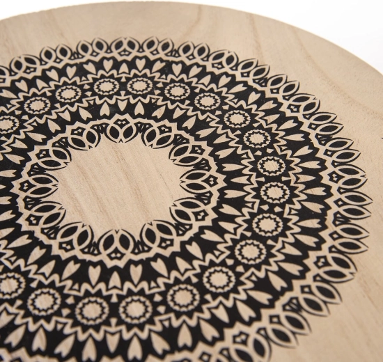 Durable wood with a mandala motif