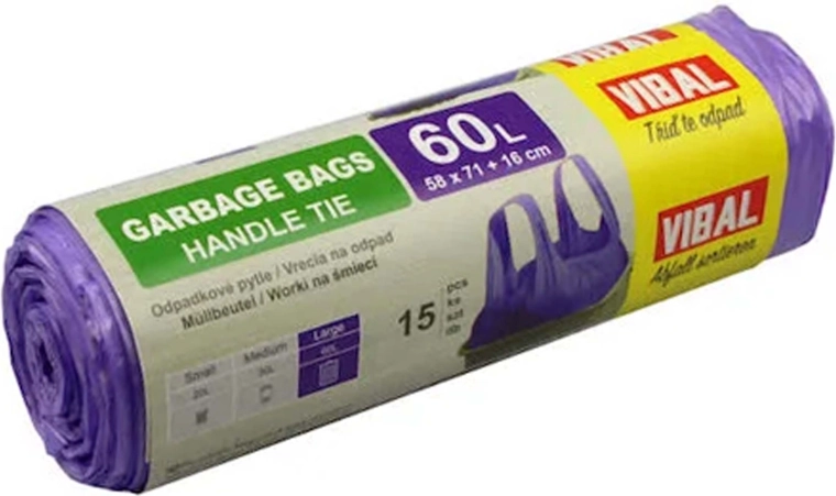Purple drawstring garbage bags 60 l - 10 pcs