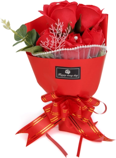 Artificial rose decoration in a gift box
