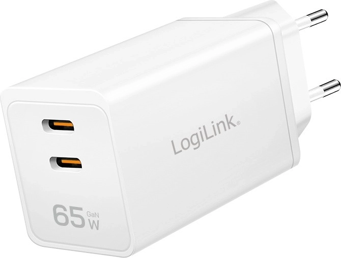 LOGILINK 65 W võrgulaadija 2× USB‑C-ga, valge