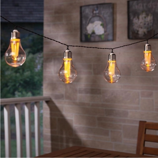 Päikesetoitel aiaguirland 3,8 m, 10 LED sooja valge, suured pirnid