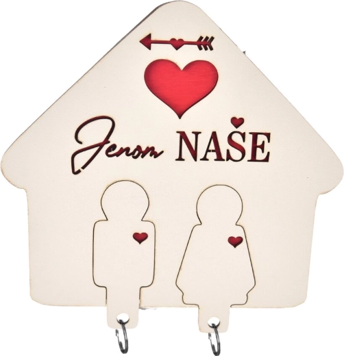 Key holder “Only ours” – beige wooden wall-mounted