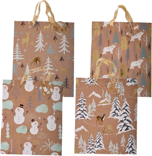 Jõulune kingikott reljeeftrükiga 26 × 10 × 32 cm (motiivide segu)