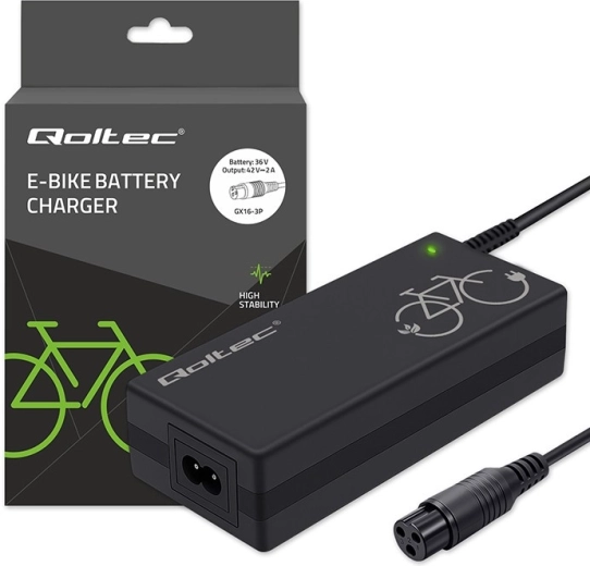 Elektriratta laadija 36 V (42 V, 2 A) 3P‑GX16 pistikuga + toitekaabel