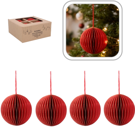 Punaste jõuluehete komplekt 8 cm – 4 tk