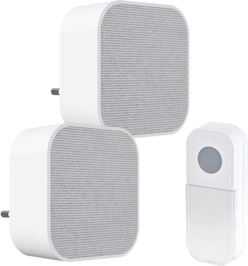 Solight wireless plug-in doorbell with 2 receivers, 180 m, white, learning code