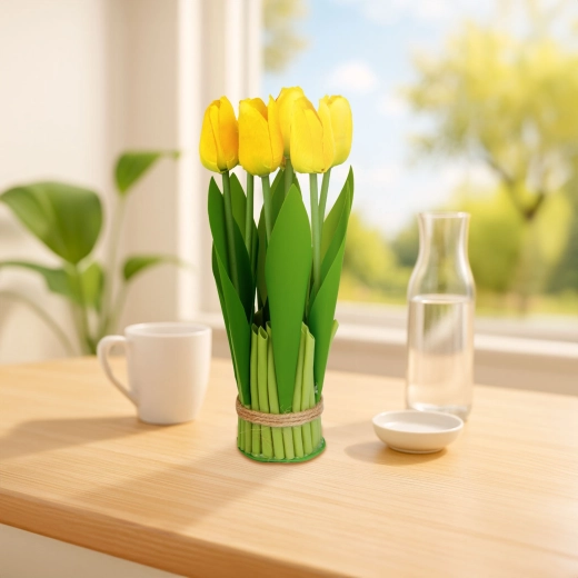 Decorative artificial yellow tulip