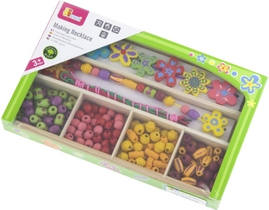 Puidust helmeste komplekt – lillekesed lastele 3+
