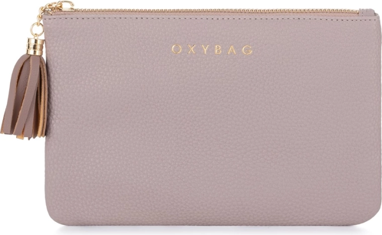 Cosmetic bag Day made of genuine leather in mocca color