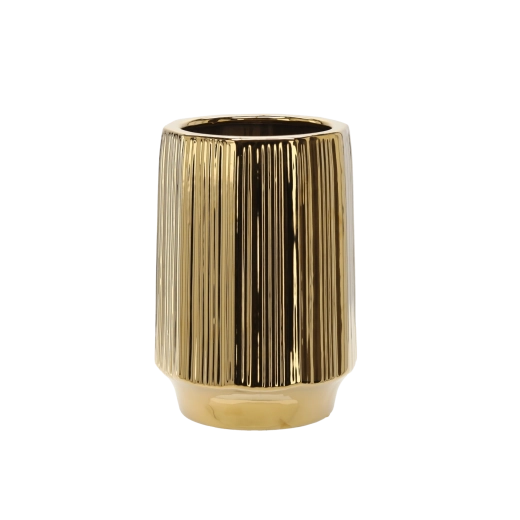 Keraamiline lillepoti ümbris 22 × 22 × 32,5 cm – kuldne triibuline