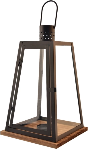 Must dekoratiivne latern metallist ja puidust 60 cm