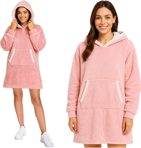 Soojustatud kocobluza XXL kapuutsiga RUHHY – roosa