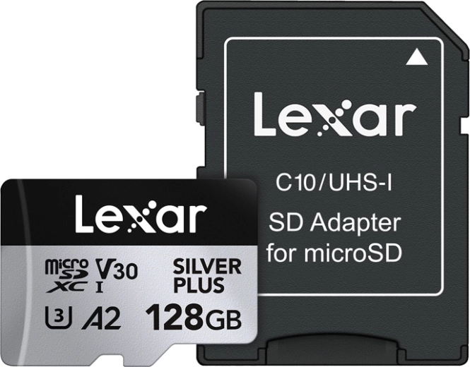 Lexar Silver Plus microSDXC 128 GB Memory Card with Adapter