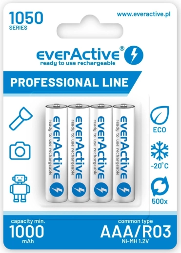 Laetavad patareid AAA R03 1050 mAh, blister 4 tk