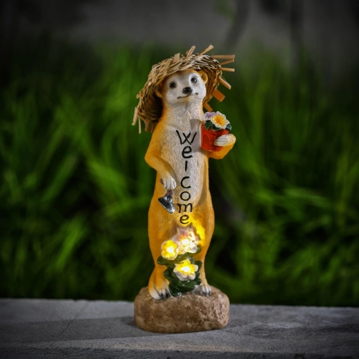 Päikeseenergial töötav LED-surikaadifiguur „Welcome“, 30 cm