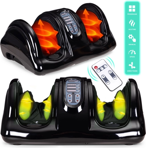 Electric Foot and Calf Massager with Heating, 4 Modes, Remote Control 40 W MODERNHOME