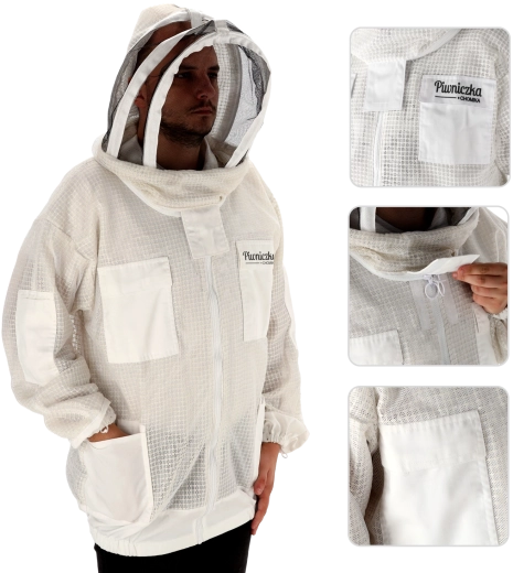 Ventilated three-layer beekeeping jacket with detachable hat XXL