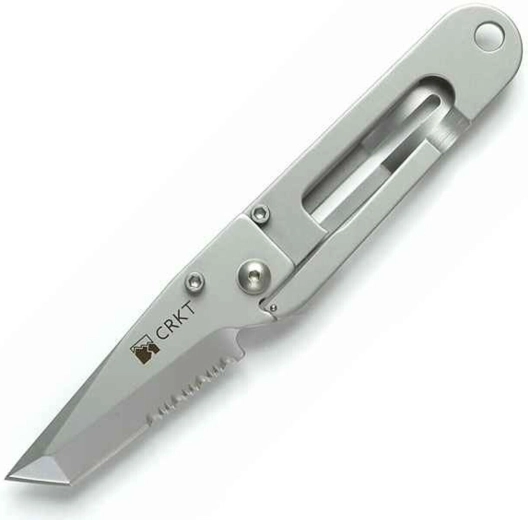 CRKT K.I.S.S. taskunuga 5,7 cm, osaliselt sakiline tera, bead blasted, täismetallist