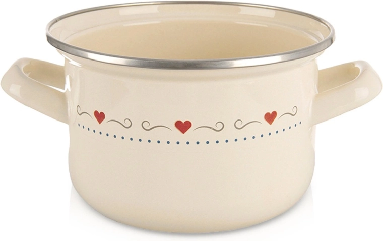 Emailitud pott TONCA 16 cm, 1,4 l – kreemjas